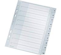 Leitz 12850000 - Índice para carpetas colgantes (A5, divisor 1 - 10, 10 hojas), color plateado