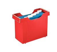 LEITZ 19930325 - Cajetín carpetas colgantes PLUS (incluye 5 carpetas colgantes Alpha Color azul DIN A4) color rojo