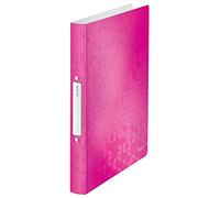 LEITZ 42570023 - Carpeta de anillas WOW PP 2 anillas redondas de 25 mm DIN A4 color fucsia metalizado