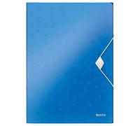 LEITZ 45990036 - Carpeta de gomas WOW PP con 3 solapas DIN A4 color azul metalizado