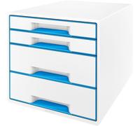 Leitz 5213-20-36, sistema de archivado WOW CUBE - A4/C4, con 4 cajones cerrados, color blanco perla/azul metálico