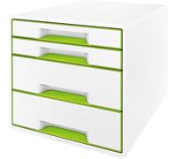 Leitz 5213-20-54, archivador modular WOW CUBE - A4/C4, 4 cajones cerrados, verde/blanco metálico