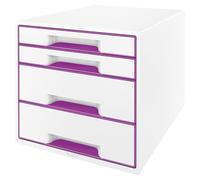 Leitz 5213-20-62, sistema de cajones WOW CUBE - A4/C4, 4 cajones cerrados, color blanco perla/violeta metálico