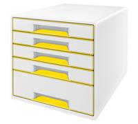 LEITZ 5214-20-16, Cajonera modular WOW CUBE, 5 cajones, color blanco perla/amarillo