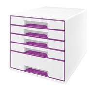 Leitz Cajonera Wow Desk Cube 5 cajones (1 grande, 4 pequeños) violeta/blanco