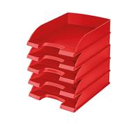Leitz 52270025 - Bandeja de escritorio (Rojo, Poliestireno), pack de 5