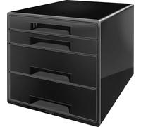 Leitz 5252-10-95, Cajonera CUBE - Formato A4/C4, 4 cajones cerrados, color negro
