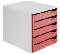 Leitz 52800025 - Cajonera para oficina (5 cajones, 291 x 352 x 291 mm), color rojo y gris