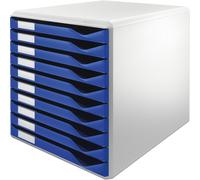 Leitz 5281-00-35 5281 Schubladenset Formular-Set - A4/C4, 10 geschlossene Schubladen, lichtgrau/blau