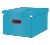 Leitz 53480061 - Caja de Almacenamiento Click & Store Mediana Cosy, Volumen 16 L, Para Documentos A4, Plegable con Tapa, Fabricada con 85% Cartón Reciclado, Color Azul Calma