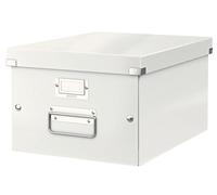 Leitz 60440001 - Caja de Almacenaje Mediana Click & Store WOW, 85% Cartón Reciclado, A4, Asas Metálicas, Portaetiquetas, Plegable, Volumen 16 Litros, Color Blanco, 281 x 200 x 370 mm, Apilable