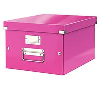 Leitz Caja de almacenaje 6044 WOW – Mediana A4, 16 L, fucsia metalizado, asas metálicas