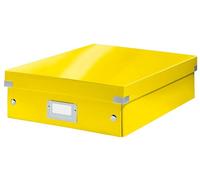 Leitz 60580016 - Caja Organizadora Mediana Click & Store WOW con Compartimentos Ajustables, Portaetiquetas Metálico y Cartón Reciclado 85%, Plegable, Resistente y Laminada, Color Amarillo