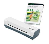 Leitz 74200000 - Plastificadora Leitz iLAM Home A4 y Láminas de Plastificación en Caliente, A4, 80 Micras, 100 Unidades, para Plastificar de 75 a 125 Micras, Tiempo de Calentamiento de 3 Minutos