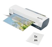 Leitz Plastificadora A4 iLAM Home 74310001 – Precalentamiento 3 min – 75-125 micras – Pack de láminas