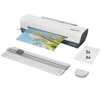 Leitz Plastificadora iLAM Home 4 en 1 A4 – Cizalla+recortadora de esquinas, 5 fundas (80–125 micras)