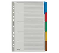 Leitz A4 5 Separador de Pestañas Blanco, Pestañas Reforzadas con Mylar y Orificios, Cartón Resistente, Gris, 43200000