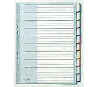 Leitz A4 Índice de Plástico de 10 Pestañas, Diseño Angular, Sistema Intercambiable de Etiquetado de Pestañas, Gris, Separadores de Plástico Resistente, 12700000