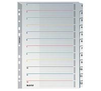 Leitz A4 Índice Regrabable 1-12, Cartón Rígido con Pestañas de Mylar, Extra Ancho, Gris, 43320000