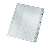 Leitz A4 Índices con Pestañas de 1-20, Extra Ancho, Gris, Pestañas de Plástico Resistente con Carátula de Índice, 12840000