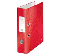 Leitz Archivador de Anillas WOW 180º, Color Rojo, Carpeta de Anillas A4, Ancho de lomo de 80 mm, 10050026