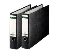 Leitz Archivador de calidad 180° A3 horizontal, 2 unidades, negro, lomo de 80 mm, formato A3, horizontal, tapa de cartón duro, 10730000