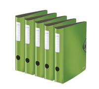 Leitz Archivador de calidad 180° Active Solid, 5 unidades, A4, estrecho, lomo redondeado, 6,5 cm de ancho, cierre elástico, espuma ligera, carpeta de plástico, verde claro, 10481050