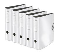 Leitz Archivador de calidad 180° Active Solid, paquete de 5 unidades, A4, ancho, lomo redondeado, 8,2 cm de ancho, cierre de goma, espuma ligera, carpeta de plástico, color blanco, 10471001