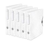 Leitz Archivador de calidad 180 ° Active WOW, 5 unidades, A4, estrecho, lomo redondeado, 6,5 cm de ancho, cierre elástico, espuma ligera, carpeta de plástico, serie WOW, color blanco, 11070001