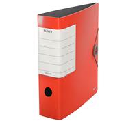 Leitz Archivador de palanca Solid 180 – A4, lomo 8,2 cm, cierre goma, Polyfoam, rojo claro