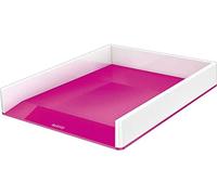 Leitz Bandeja de sobremesa WOW con combinación dual de color, A4, Blanco/Fucsia metalizado, 53611023