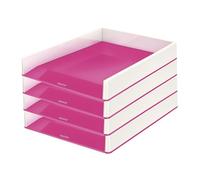 Leitz Bandeja para cartas A4, 4 unidades, diseño bicolor blanco/rosa, Duo Colour, WOW, 53611023