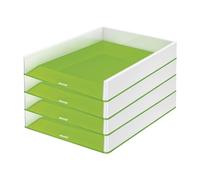 Leitz Bandeja para cartas A4, 4 unidades, diseño bicolor blanco/verde, Duo Colour, WOW, 53611054
