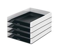 Leitz Bandeja para cartas A4, 4 unidades, diseño bicolor negro/gris, Duo Colour, 53610095