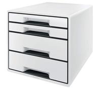 Leitz Organizador WOW Desk Cube – 4 cajones (2 grandes, 2 pequeñas) A4, blanco/negro