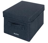 Leitz Caja de Almacenaje de Tela con Tapa, Juego de 2 Cajas Cubo Unidad de Almacenaje, Caja Organizadora Plegable de Tela Otomana, Gris Terciopelo, Pequeña, 61460089