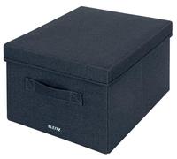 Leitz Caja de Almacenaje de Tela con Tapa, Juego de 2 Cajas Cubo Unidad de Almacenaje, Caja Organizadora Plegable de Tela Otomana, Gris Terciopelo, Mediana, 61440089