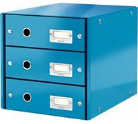 LEITZ Caja organizadora con cajones Click & Store WOW, 3 cajones, color azul