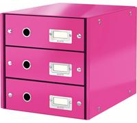 LEITZ Caja organizadora con cajones Click & Store WOW, 3 cajones, color rosa