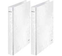 Leitz Carpeta de 2 Anillas, Capacidad para 230 Hojas, Gama WOW, 40 mm de Lomo, 42410001 - A4, Blanco (Paquete de 2)