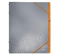 Leitz - Clasificador A4, Capacidad para 200 Hojas, 6 Separadores con Pestañas, Cierre Elástico, Gris, gama Urban Chic, 39490088