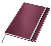 Leitz Cuaderno A4 Style Rayado, Tapa Dura, 160 Páginas, 80 Hojas, Papel Certificado FSC de 100 g/m², Cinta Elástica y Marcapáginas, para Oficina y Hogar, Rojo, 44751028