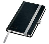 Leitz Cuaderno Cuadriculado A6 Style, Tapa Dura, 160 Páginas, 80 Hojas, Papel Certificado FSC de 100 g/m², Cinta Elástica y Marcapáginas, para Oficina y Hogar, Negro, 44911094