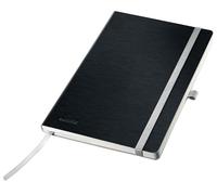 Leitz Cuaderno en Blanco A5 Style, Tapa Blanda, 160 Páginas, 80 Hojas, Papel Certificado FSC de 100 g/m², Cinta Elástica y Marcapáginas, para Oficina y Hogar, Negro