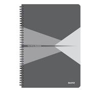 Leitz Cuaderno Office, A4 Cuadriculado Tapa Cartón, Encuadernación en Espiral, Apertura 360 Grados, 180 Pág/90 Hojas Papel Certificado FSC (80 g/m²), Para Oficina y Colegio, Gris, 46471085