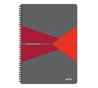 Leitz Cuaderno Office, A4 Rayado Cubierta PP, Encuadernación Espiral, Apertura 360 Grados, 180 Páginas/90 Hojas de Papel Certificado FSC (80 g/m²), para Oficina y Colegio, Rojo, 44961025