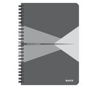 Leitz Cuaderno Office, A5 Rayado Cubierta Cartón, Encuadernación Espiral, Apertura 360 , 180 Pág/90 Hojas Papel Certificado FSC (80 g/m²), para Oficina y Colegio, Gris, 44591085