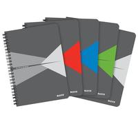 Leitz Cuaderno Office (Pack de 5), A5 Cuadriculados Tapa PP, Encuadernación Espiral, 180 Páginas/90 Hojas de Papel Certificado FSC (80 g/m²), Para Oficina y Colegio, 44981099