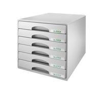 Leitz Fichero de sobremesa Leitz Plus con 6 cajones pequeños, gris, 287x270x363 mm