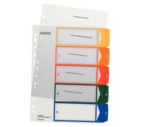 Leitz Índice 1-5, Imprimible con Ordenador, A4, Plástico Rígido, Extra Ancho, Bl